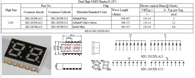 Three Digit LED SMD Display 0.2 Inch Seven Segment For Indoor 0